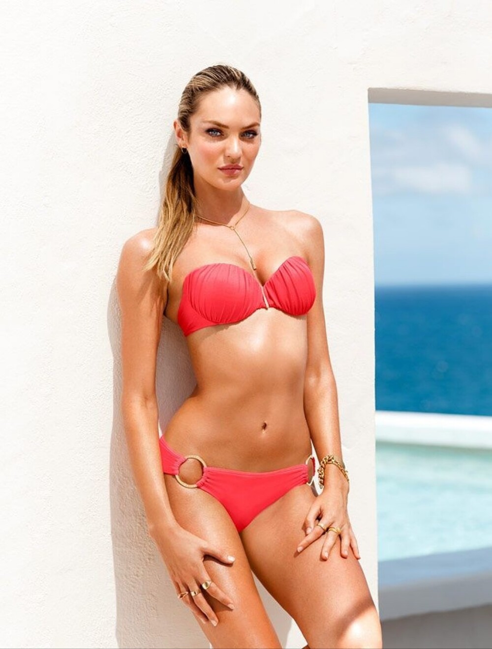 VINTAGE VS NEON TIE BACK STRAPLESS BANDAUE BIKINI